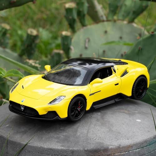 Image of 1:32 Maserati MC20 Alloy Model Car with Pull Back Function Light & Sound Diecast Toy for Kids Collectible Toy Vehicle for Car Enthusiasts Boys and Girls (Yellow)