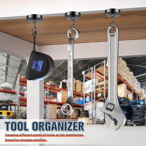 Image of FINDMAG 10 Pack Black Magnetic Hooks, 110LB+ Heavy Duty Magnets with Hooks
