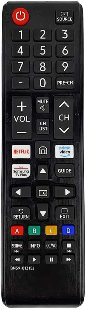 BN59-01315J Replacement Remote Control Applicable for Samsung UHD Curve Ultra HDTV LED 6 7 8 Series TV, with Netflix/Prime Video/Samsung TV Plus Short