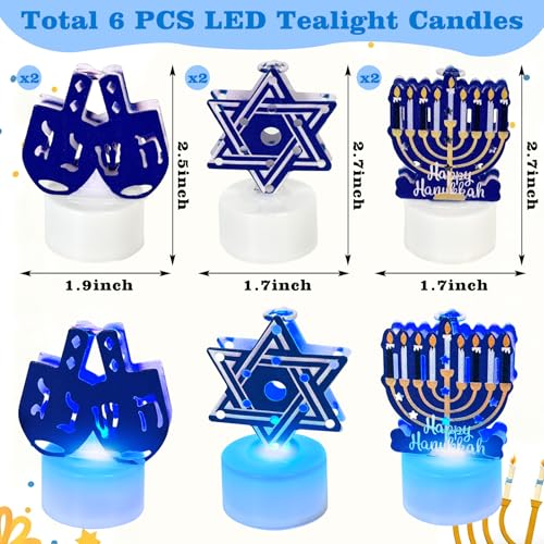 Bougies de Hanoukka aux détails soignés Étoile de David et Dreidel bleu - 3