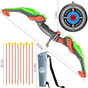 TEMI Bow and Arrow Set for Kids - Archery Toy Set - LED Light Up with Suction Cup Arrows, Target & Quiver, Indoor and Outdoor Toys for Children Boys Girls TEMI Bow and Arrow Set for Kids Archery Toy Set LED Light Up with Suction Cup Arrows Target Quiver Indoor and Outdoor Toys for Children Boys Girls