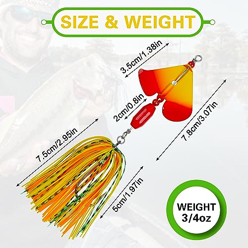 Image of Spinnerbait Fishing Lures Kit Set, 6pcs Bass Fishing Buzzbait Multicolor Bass Trout Salmon Metal Spinner Baits Swim Jigs Freshwater Saltwater Fishing