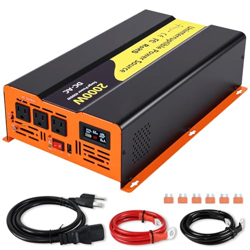 Image of VOONKE 2000W Sump Pump Battery Backup Power System,Basment Protection Sump Pump Inverter, LCD Display, Basement Protection for Power Outage Emergencies (Orange)