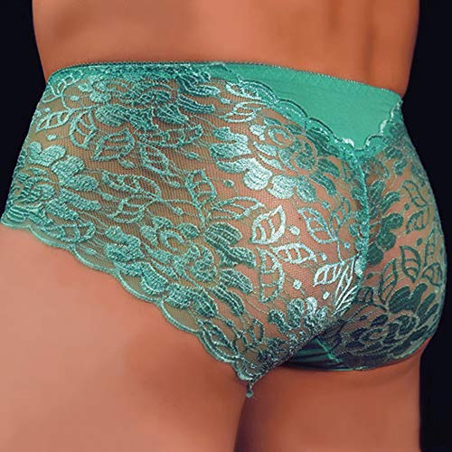 leesuo Men Sissy Pouch Sexy Lingerie Boxer Briefs Underwear Back Lace Panties Boyshort Shorts Underwear3