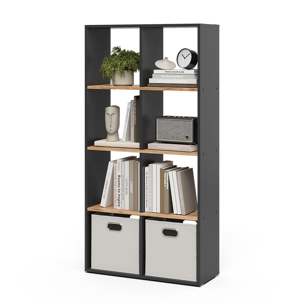 Vicco Scaffale Scutum, Antracite/Rovere dorato, 143 x 72 cm, per l’utilizzo come divisorio o come libreria aperta