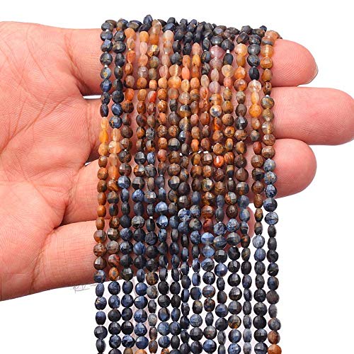 AAA + naturalny kamień szlachetny 4 mm fasetowane koraliki Briolette | rzadkie koraliki Pietersite Semi Precious Gemstone Loose Beads | 30 cm opakowanie plażowe zawiera 5 sztuk, ma?y, materiał,