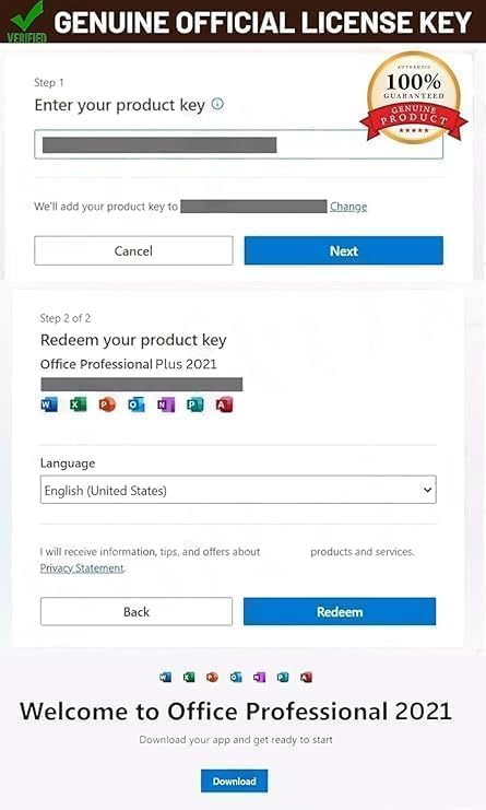 Image of MS Professional Plus 2021 Lifetime | (1 User) Retail License Key | 1 Year Validity | Version | Lifetime Regular Updates & Reinstallations | Updated 2025