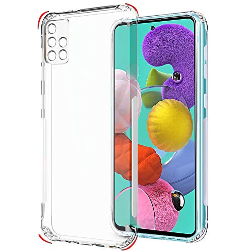 Image of TheGiftKart Ultra Clear Slim Anti-Slip Grip Soft Silicone Back Cover Case with Complete Camera Protection & Anti-Dust Plugs Built-in for Samsung Galaxy A51 (Transparent)