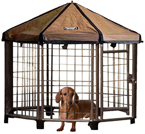Advantek 3 Foot Portable Indoor Outdoor Galvanized Steel Pet and Dog Gazebo with Weatherproof Reversible Cover