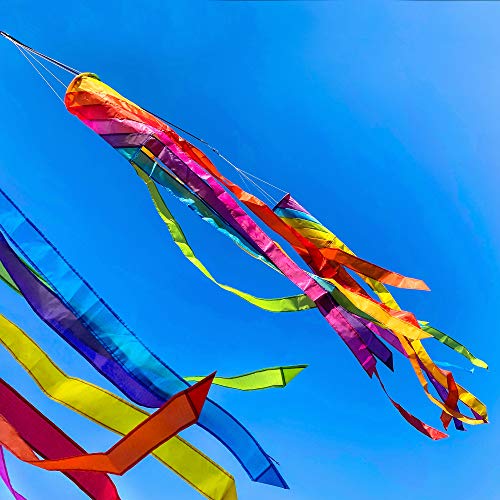 Emma Kites Rainbow Spiral Windsock 8 Bright Colors Spinner Backyard Porch Campsite Garden Decor 60-Inch #TOP3
