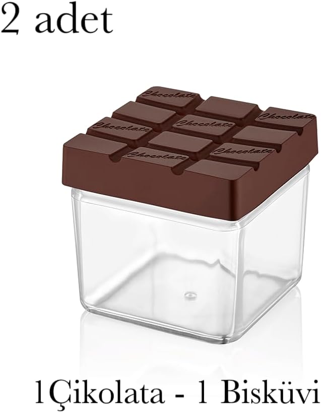 2 Adet Bisküvi & Çikolata Saklama Kabı Gıda Saklama Kabı Bpa İçermez Mika (Sert Plastik)
