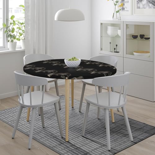 Nappe ronde élan 120 cm imperméable et lavable pour table de fête