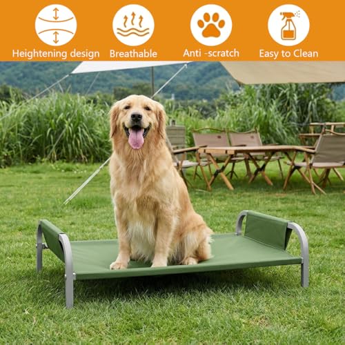 Image of Qpets Elevated Pet Bed for Cats and Dogs, Oxford Cloth with Steel Frame, 45kg Loading Capacity, Anti-Scratch Fabric, All Season Pet Rest Bed, Easy-Clean Pet Cot for Indoor, Outdoor & Travel Use