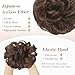 FESHFEN Messy Bun Hair Piece - Wavy Synthetic Chignon Scrunchies for Instant Volume, Elastic Bun Ponytail Hair Extensions Thick Hairpieces for Women, Brunette Brown 1.50 oz