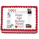 1991 33nd Birthday Customized Edible Image (Each)