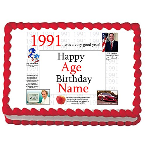 1991 33nd Birthday Customized Edible Image (Each)