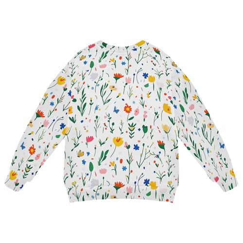 JUNZAN Flowers Cactus Lily Butterflies White Big Girls Sweatshirts Hoodies Crewneck Hoodies for Girls Camping 4T2