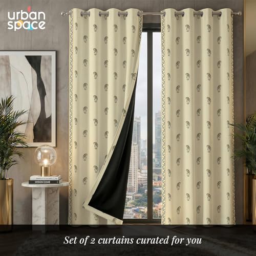 Image of Urban Space 100% Blackout Window Curtains 5 Feet Long Set of 2 | Printed Blackout Curtain | Thermal Insulated Curtains for Living Room, Bedroom Decor, Tieback Included (Jaipur Paisley Teal, 5 Feet)