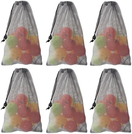 GSE Mesh Drawstring Bag for Baseballs,Softballs,Tennis,Pickle Balls,Golf Balls.Mesh Sports Equipment Bag for Gym,Toys,Beach