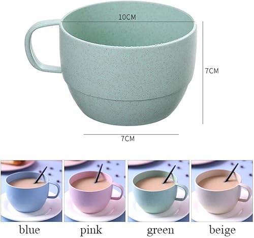 Miniatura 2 de Tazas pequeñas de desayuno de paja de trigo, taza de café irrompible, taza de leche, tazas para jugo, té, gachas de avena, avena (azul)