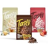 TASTI High-Protein Ice Cream Mix - Chocolate, Vanilla, & Strawberry Low Sugar Ice Cream Powder - Made for Ninja Creami, Soft Serve Mix with