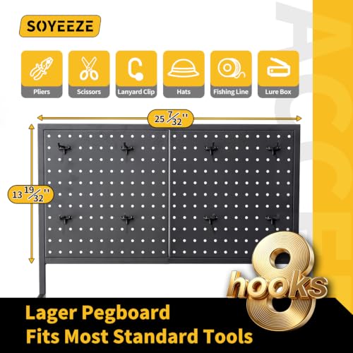 Image of SOYEEZE Fishing Rod Holders for Garage, Fishing Pole Holder Up to 12 Rods with Pegboard and Hooks,Rolling Fishing Cart with Wheels, Fishing Gear Storage For Tackle Box & Reel Organization-4 Side Fence