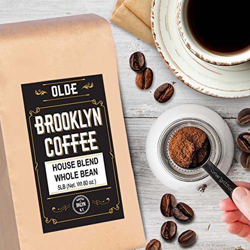 HOUSE BLEND Whole Bean Coffee- 5LB Bag For a Light-Medium Roast Coffee - Breakfast, House Gourmet, Italian Espresso-Roasted in New York