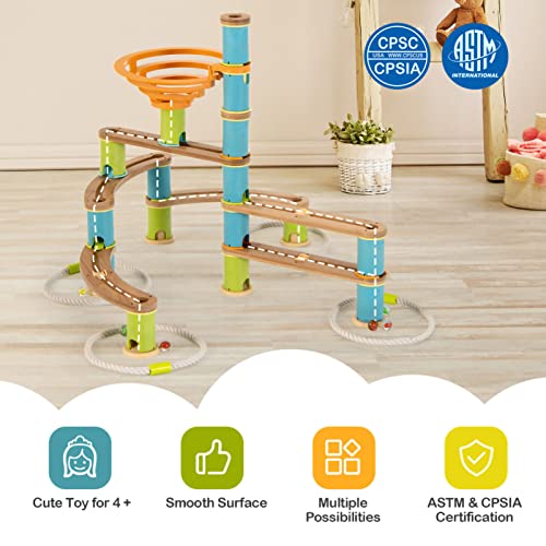 Tuochufun Marble Run Construction - Marble Run For Kids Ages 4-8 Bamboo Build Run Toy With Marbles For Kids Over 4 #TOP1