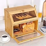 CHZIMADE Bambus Brotkasten 2 Etagen Brotbehälter lebensmittelecht Brotaufbewahrung Bambus...