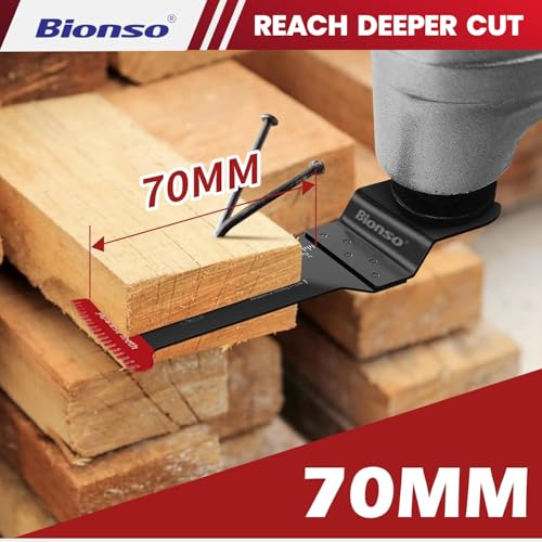 Bionso 5 PCS Japanese Tooth Oscillating Saw Blades Wood Extra Long Reach Double-Row Teeth Multitool Blades Clean Cutting for Wood and Plastic Quick Release Blades Fit Dewalt Ryobi Milwaukee Makita 6 Bionso 5 PCS Japanese Tooth Oscillating Saw Blades Wood Extra Long Reach Double-Row Teeth Multitool Blades Clean Cutting for Wood and Plastic Quick Release Blades Fit Dewalt Ryobi Milwaukee Makita - Image 6