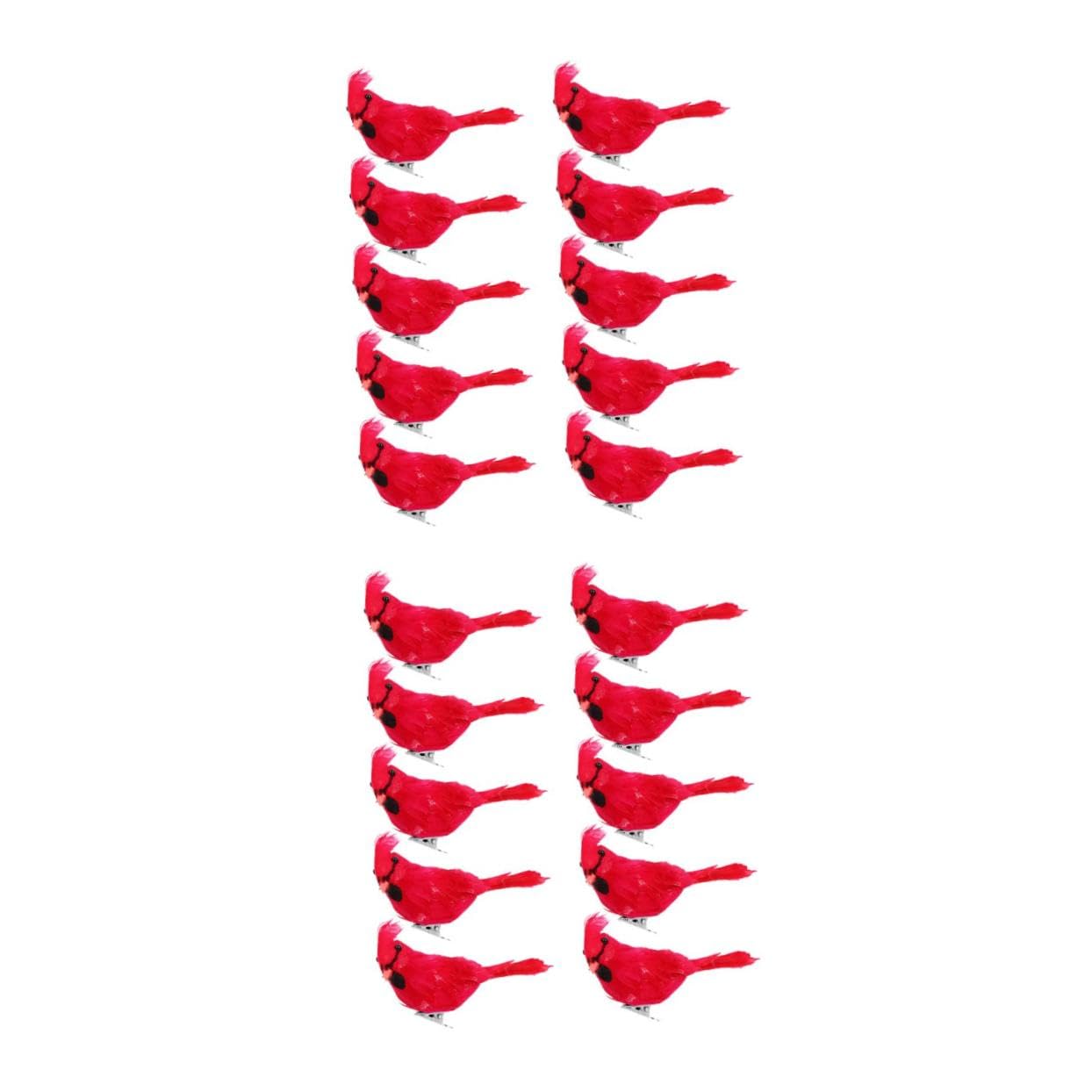 TOPBATHY 2 Series Adornos Navideños De Pájaros Artificiales con Clip De Decoración con Rojas para Árboles De Navidad Y Accesorios para Fotografía Y Decoración 10 Piezas*2