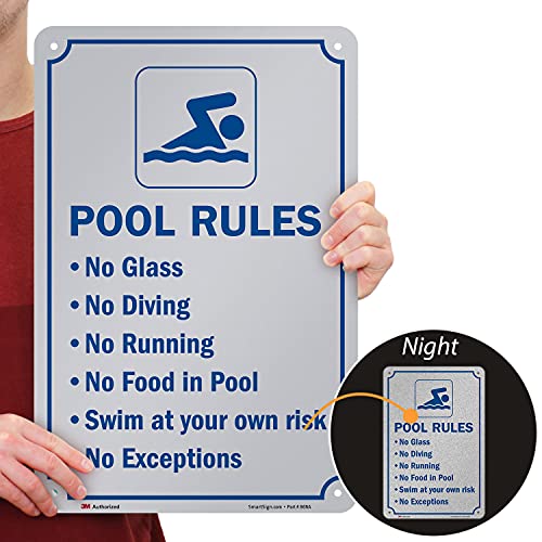 Cartel de reglas para piscina 18x12 pulgadas aluminio miniatura 2