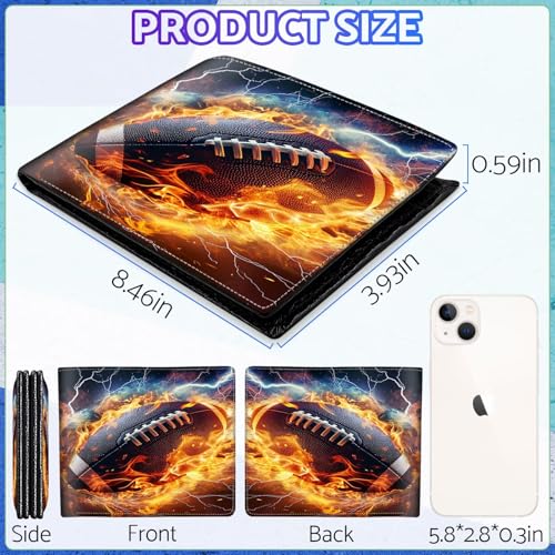 Image of Boys Wallet for Teens, Cool Kids Football Wallet for Boys Ages 8-10 9-12 11-15, Funny Leather Bifold Rfid Blocking, Coin Pocket Id Window for Teen Men Youth Guys Birthday Christmas Gifts