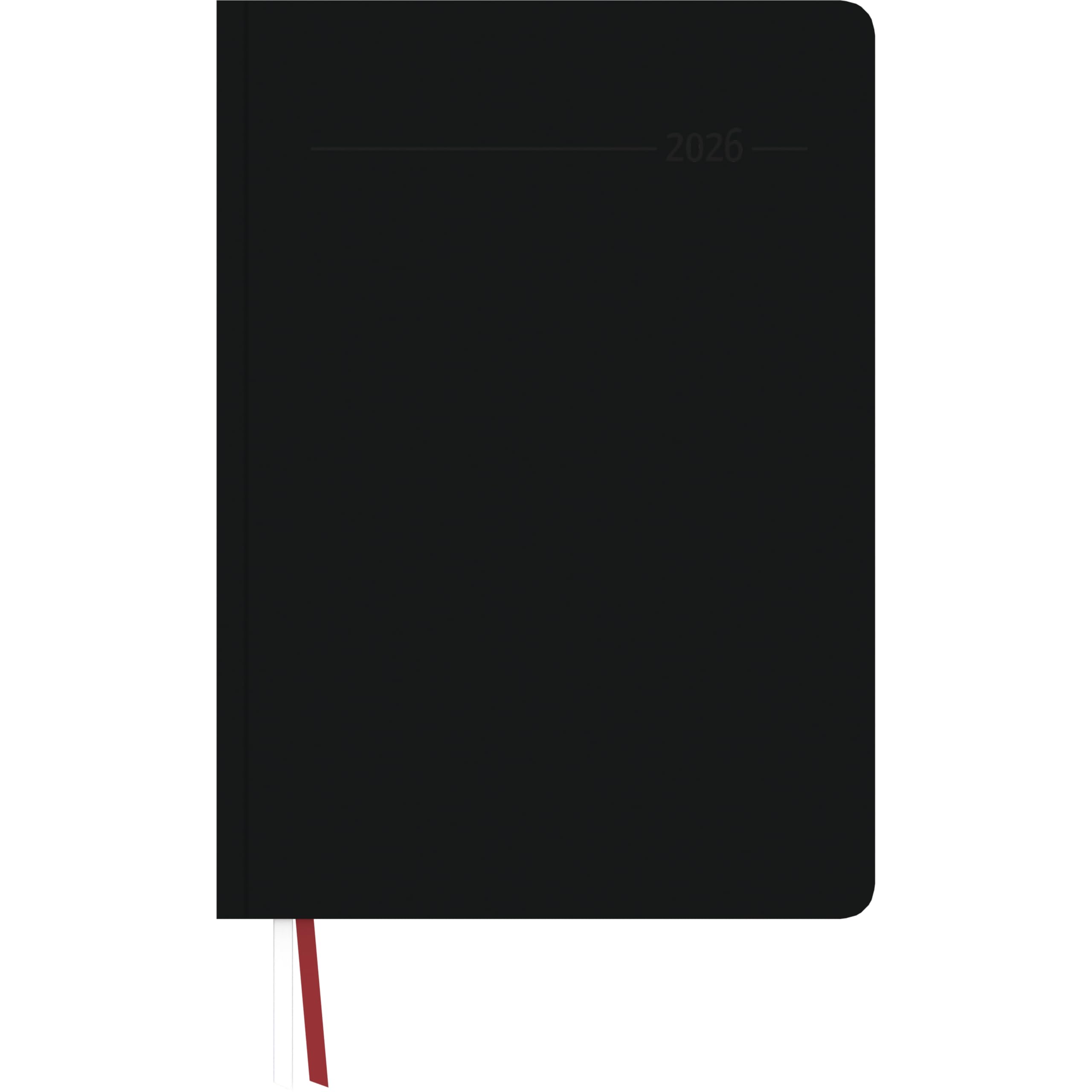 Zettler Manager-Timer XL Tucson schwarz A4 2026 – Wochenkalender 22 × 30 cm, 1 Woche/2 Seiten, Tucson-Einband, halbstündige Zeiteinteilung 7–21 Uhr, Monatsregister, FSC-zertifiziert, viersprachig
