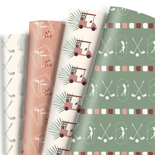 Vnaaem Pink Golf Wrapping Paper for Men Women Boys- 8