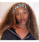 Smoothair Ombre Highlight Headband Wig Human Hair 4/27 Kinky Curly Headband Wig for Black Women 1...
