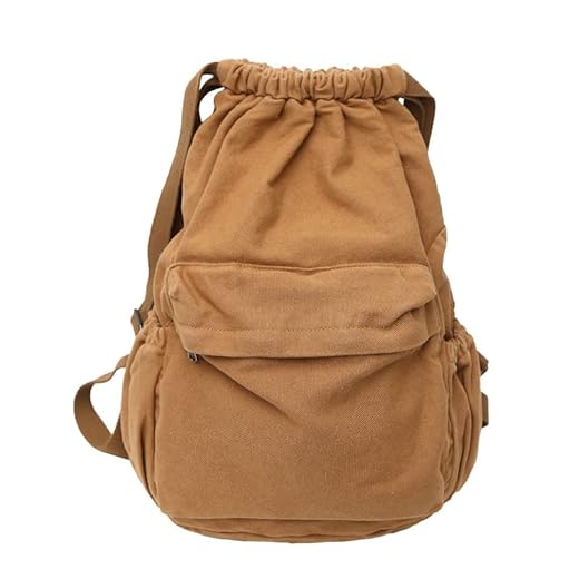 Mochila casual estilo lona feminina moda grande capacidade bolsa de ombro leve viagem mochila diária, Marrom, M