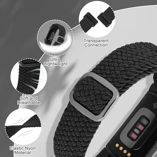 Relting Braided Band Compatible with Fitbit Charge 6/Fitbit Charge 5, Soft Nylon Solo Loop Adjustable Replacement Wristband for Women Men by Relting - Used condition - Image 4