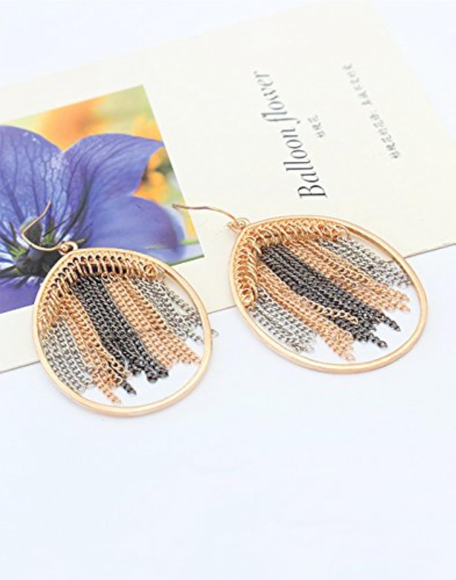 Geometric Dangling Earrings Orange
