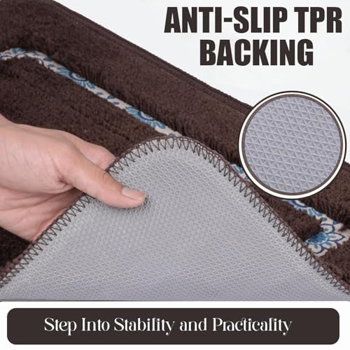 Image of Zureni Rectangle Doormat Anti Skid Floor Mat Soft Microfiber Rug Quick Dry Water Absorbent Indoor Outdoor Rug for Bedroom Kitchen Bathroom Home Office Entrance (1Pc, 40x60cm, Brown)