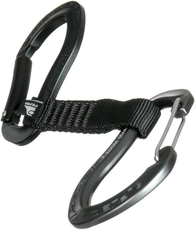 Fusion Climb 4-Pack 12cm Tactical Military Rescue Quickdraw Set with Techno Zoom Bent Gate Black/Techno Zoom Wire Gate Gray Carabiners