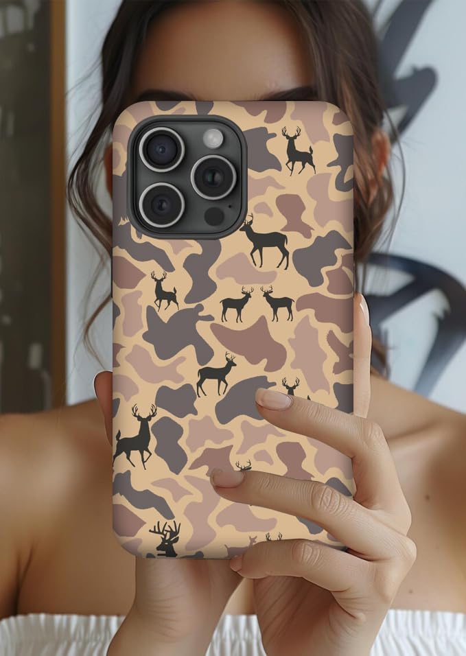 Generic Case for iPhone 15,Camo Camouflage Deer Phone Case for Men Girls Boy Kids Women,Dual-Layer Hard Shell Silicone Cover Shockproof Protective Case for iPhone 15 - Image 6
