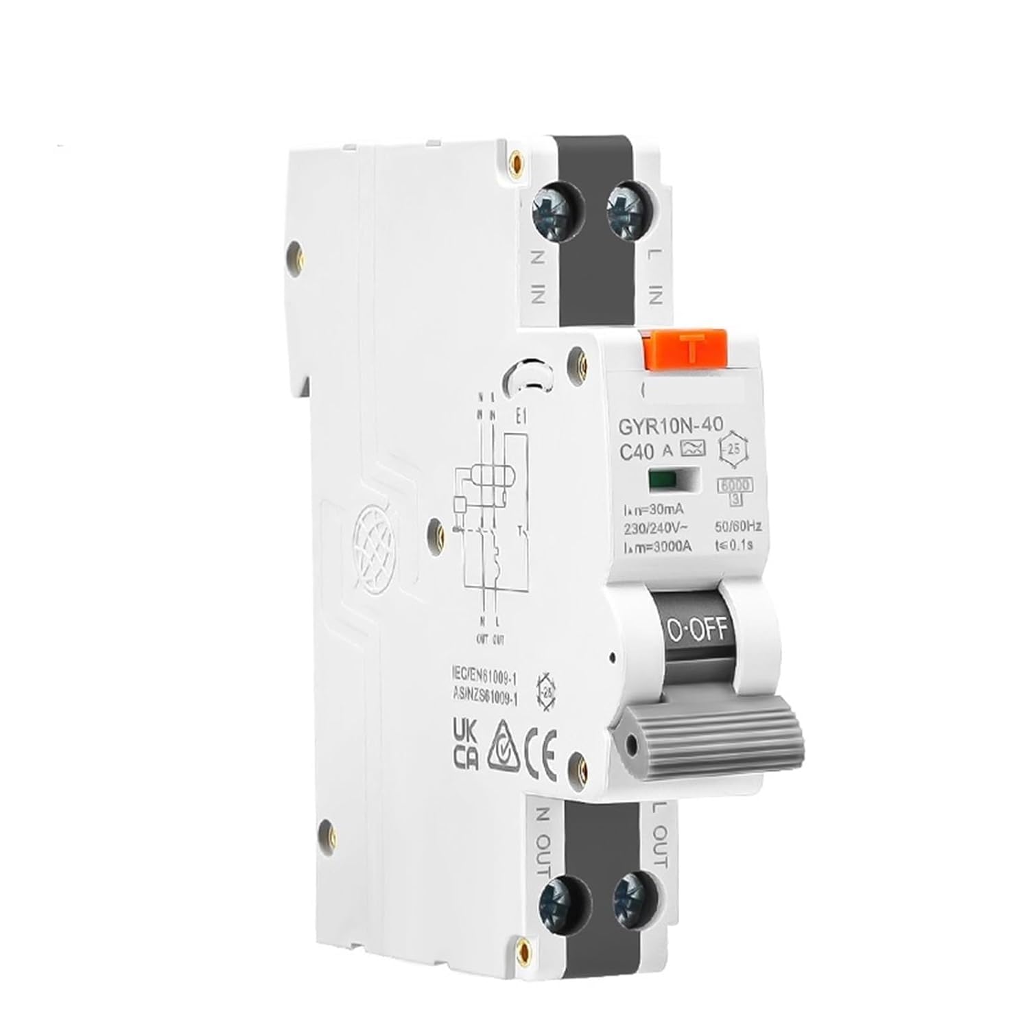 Disjoncteur RCBO type A protégeant contre l'électrocution et la surcharge électrique 230V