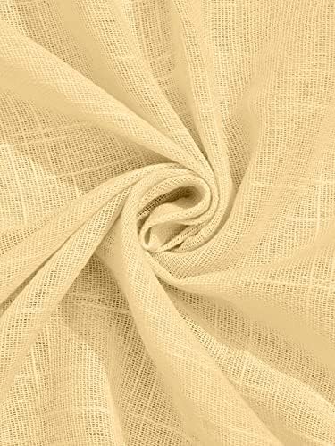 Image of Cotton Linen Solid Curtain with Eyelet Rings,Long Door Curtains for Pooja Room /Living Room /Dining Hall /Hotel /Bedroom /Kid Room /Kitchen (9 Feet, Ivory) Set of 2