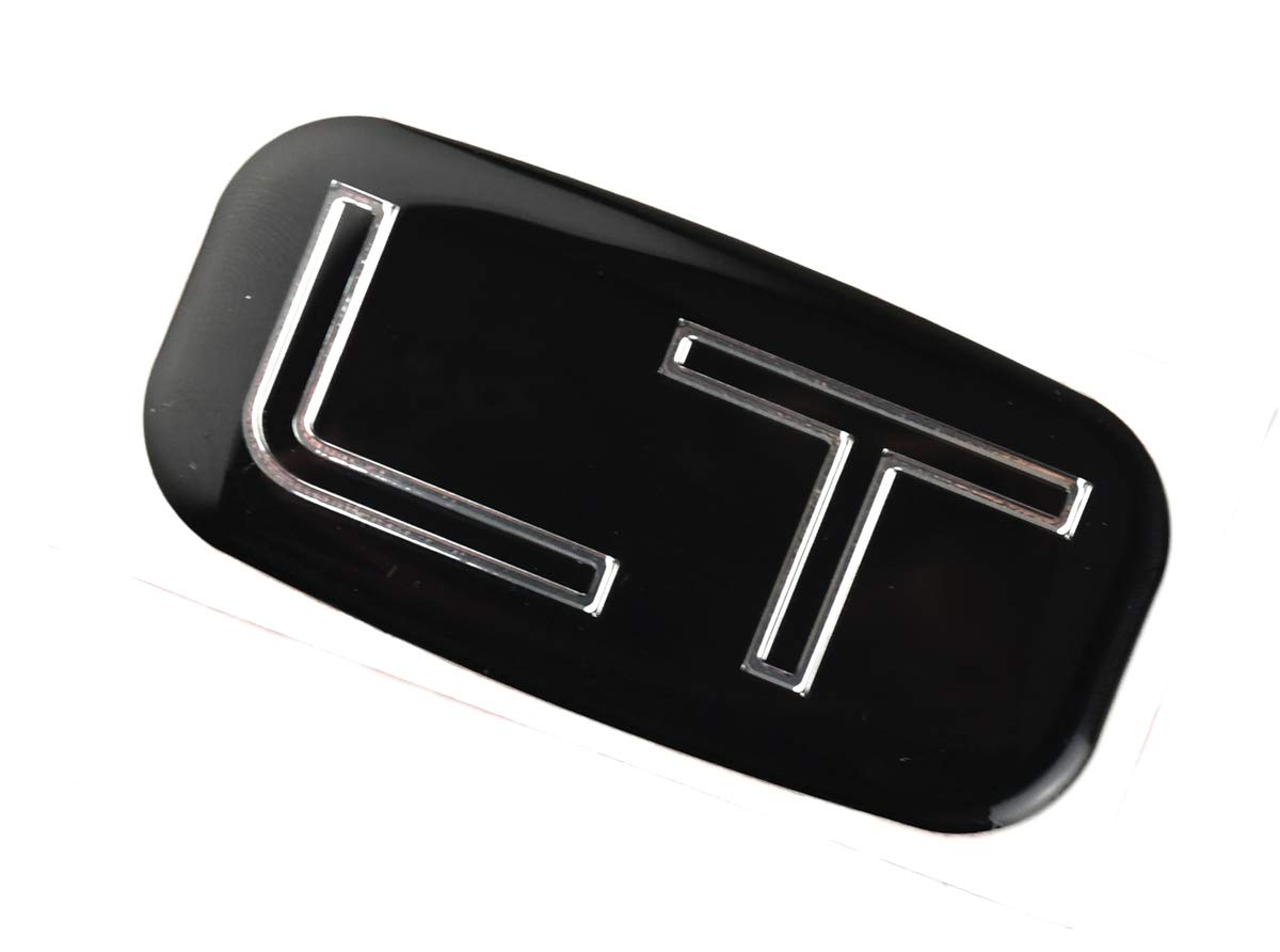2 szt. emblematów LT naklejka 3D zamiennik tabliczki znamionowej do 99-07 Chevrolet Silverado Suburban Tahoe Chevy GM (chrom/czarny)