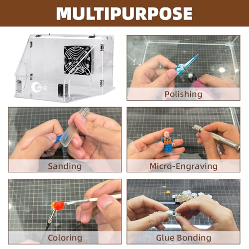 OPHIR Table Polisher with Dust Box for Grinding, Polishing, Cutting, Drilling, Micro Carving Coloring Work - Transparent Acrylic Cover with LED Light, 20W Motor Fan, 2 Dust Collection Bags by OPHIR - Image 6