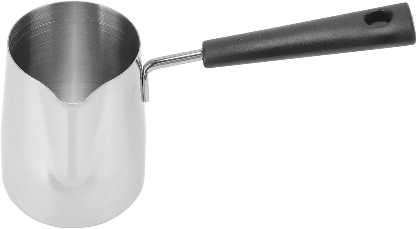 Cyrank Turkish Coffee Pot, 350ML, Stainless Steel, Silver, Modern, Minimalist, Easy to Use, Long Handle, Multi-Purpose, Durable, Easy to Clean