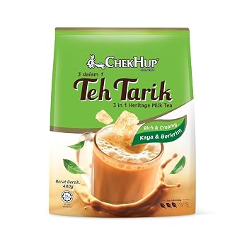 Chek Hup Teh Tarik 3 In 1 Instant Milk Tea Beverage/Fragrant Black Tea With Premium Rock Sugar/Smooth, Rich With Velvety Aftertaste/12s x 40g