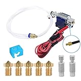  SOOWAY V6 J-Head Hotend extrusor de 1,75 mm con termistor mejorado + 5 boquillas de latón + 2 tubos de garganta + calcetín de silicona para impresora 3D Reprap, 24V-40W, 19