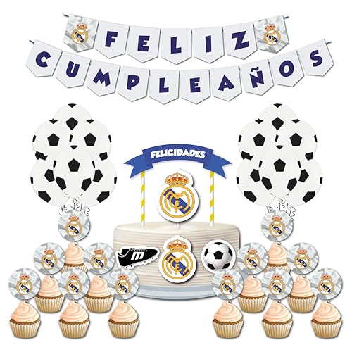Kit de Decoración para Fiesta de Cumpleaños Madrid, Banderines, Cake Topper, Toppers, Globos